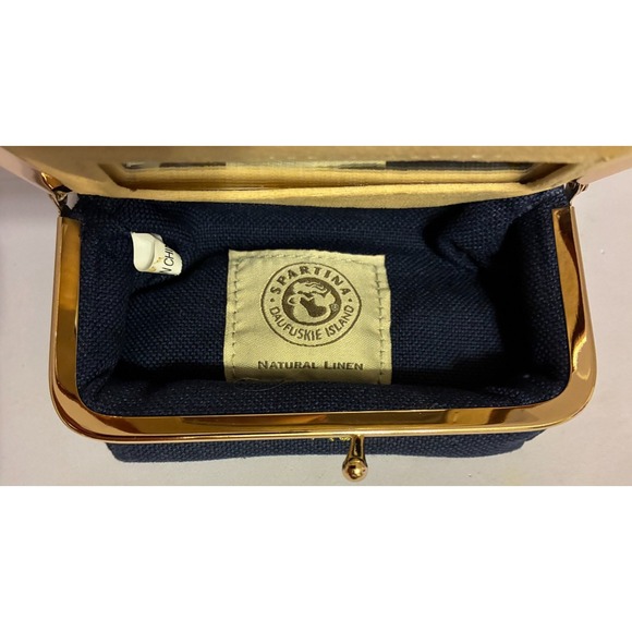 Spartina 449 Blue Gold Anchor Travel Bag Manicure Jewelry Kit Mirror Daufuskie - Picture 8 of 11